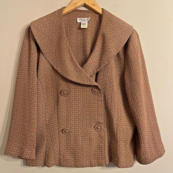 Vintage 90’s neutral textured double breasted blazer jacket mod retro career - Picture 1 of 8